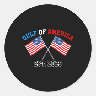 GUL-F Retro of America EST 2025 Amerikaanse vlag Ronde Sticker