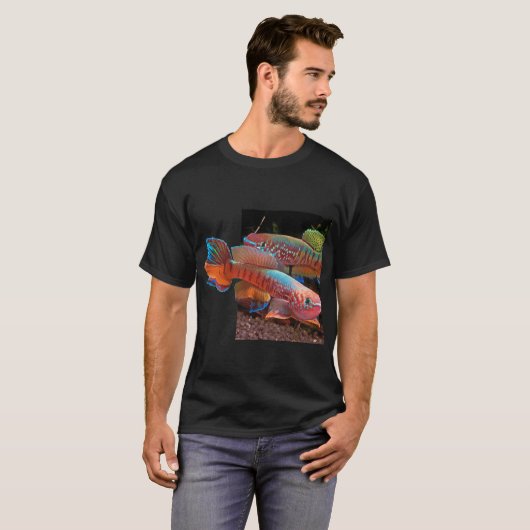 Gularis Killifish on Black T-shirt (Voorkant volledig)