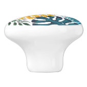 Gulden anananasappelblauw bladblauw wit keramische knop (Zijkant)