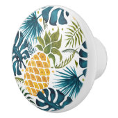 Gulden anananasappelblauw bladblauw wit keramische knop (Rechts)