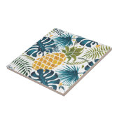 Gulden anananasappelblauw bladblauw wit tegeltje (Zijkant)