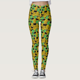 Gulden anananassen op strepen leggings