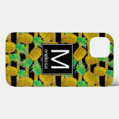 Gulden anananassen op strepen | Monogram Case-Mate iPhone Case (Achterkant (horizontaal))