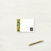 Gulden anananassen op strepen | Monogram Post-it® Notes (Op bureau)