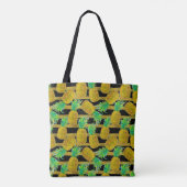 Gulden anananassen op strepen | Monogram Tote Bag (Achterkant)