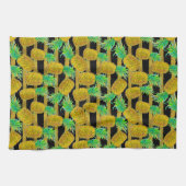 Gulden anananassen op strepen theedoek (Horizontaal)