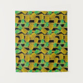 Gulden anananassen op strepen wandkleed (Voorkant)