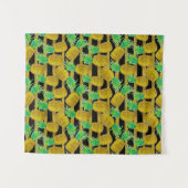 Gulden anananassen op strepen wandkleed (Voorkant (horizontaal))