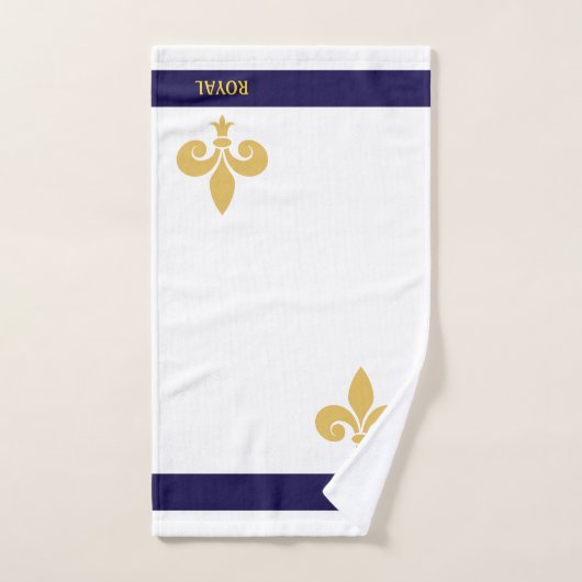 Gulden bloem en kalligrafie op wit en marineblauw bad handdoek (Handdoek)