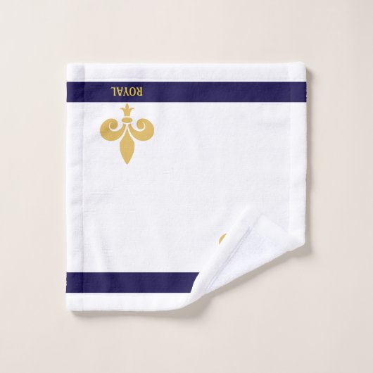 Gulden bloem en kalligrafie op wit en marineblauw bad handdoek (Wasdoekje)