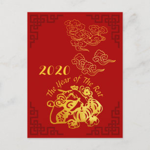 Gulden Briefkaart Chinese papiersnijden 2020
