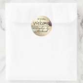 Gulden bronzen gradiënt getextureerde zwarte kleur ronde sticker (Tas)