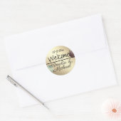 Gulden bronzen gradiënt getextureerde zwarte kleur ronde sticker (Envelop)