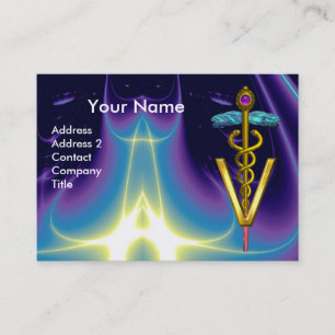 GULDEN CADUCEUS VETERINAIR SYMBOOL / Paarsblauw Visitekaartje