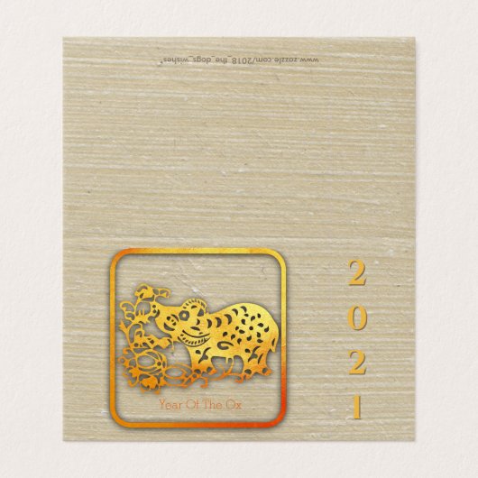 Gulden Chinees snijpapier voor Ox-jaar FC Kaart (Buitenkant ongevouwen)
