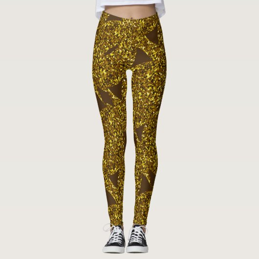Gulden dun abstract patroon leggings (Voorkant)
