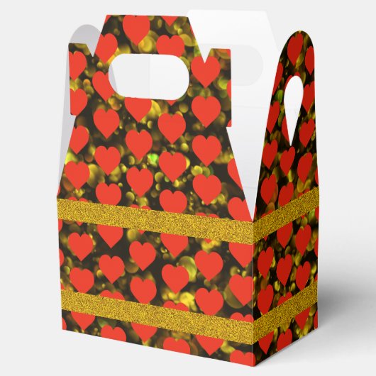 Gulden enkels met een rode hartritmehouder bedankdoosjes (Geopend)