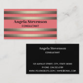 Gulden glittergradiënt gestripte strepen cora visitekaartje (Voorkant / Achterkant)