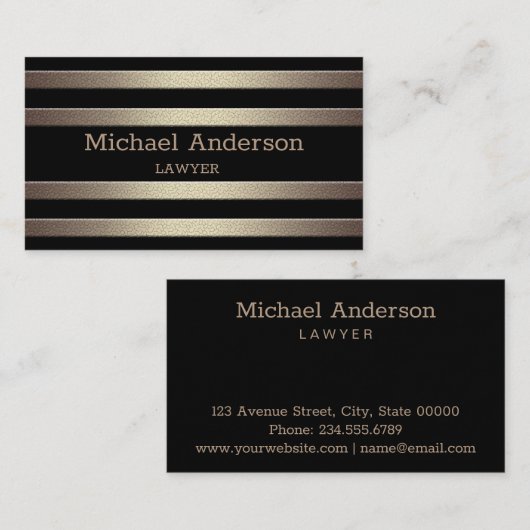 Gulden glittergradiëntstrips met striping, blz. visitekaartje (Voorkant / Achterkant)