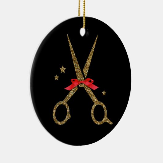 Gulden glitterschaar - Haardisser stylist Keramisch Ornament (Rechts)