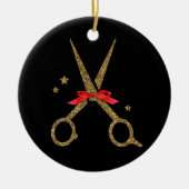 Gulden glitterschaar - Haardisser stylist Keramisch Ornament (Voorkant)