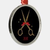 Gulden glitterschaar - Haardisser stylist Metalen Ornament (Rechts)