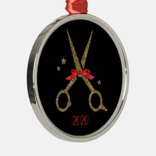 Gulden glitterschaar - Haardisser stylist Metalen Ornament (Rechts)