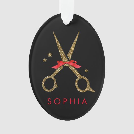 Gulden glitterschaar - Haardisser stylist Ornament (voorkant)