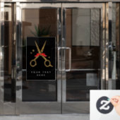 Gulden glitterschaar - Haardisser stylist Raamsticker (Kantoordeur)