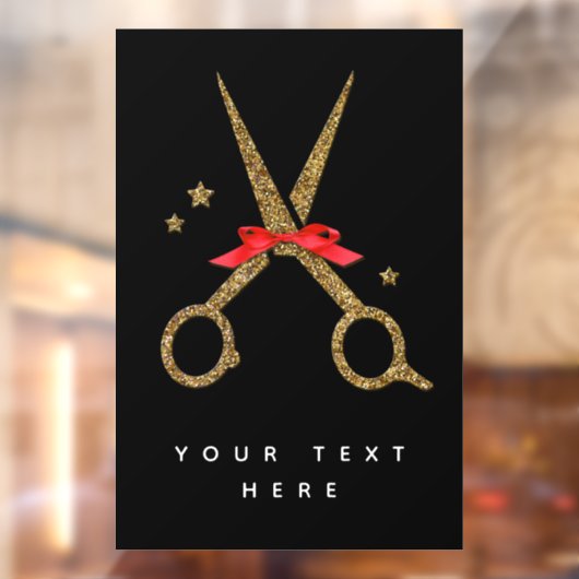 Gulden glitterschaar - Haardisser stylist Raamsticker (Vel 2)