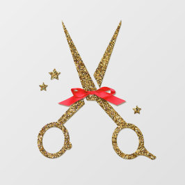 Gulden glitterschaar - Haardisser stylist Raamsticker