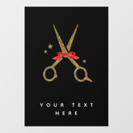 Gulden glitterschaar - Haardisser stylist Raamsticker