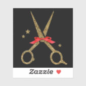 Gulden glitterschaar - Haardisser stylist Sticker (Vel)