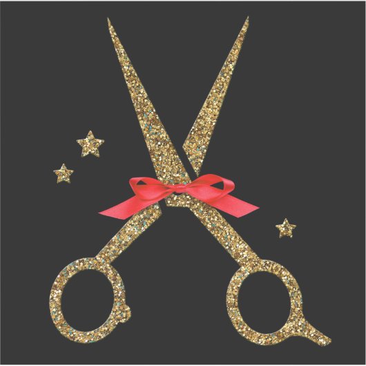 Gulden glitterschaar - Haardisser stylist Sticker (Voorkant)
