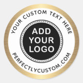 Gulden gradiëntgrens aangepaste logo en tekst ronde sticker (Voorkant)