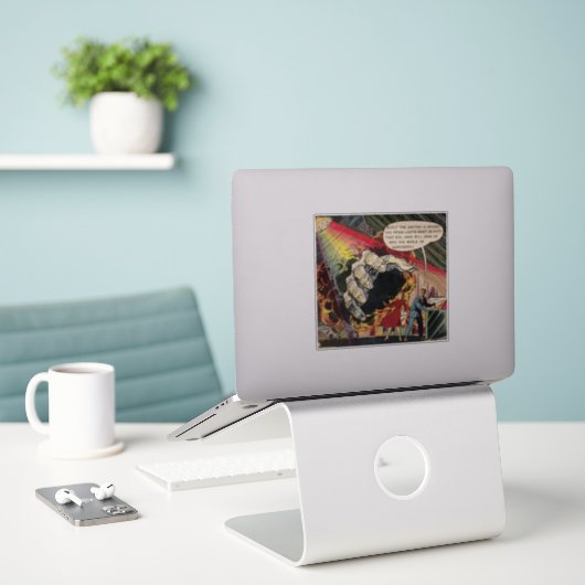 Gulden horrorstrips, enge retro sticker (Laptop op bureau)