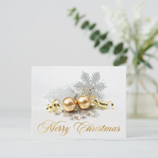 Gulden kerstbal Balls Ornament Corporate Greeting Briefkaart (Staand voorkant)