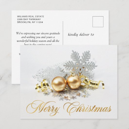 Gulden kerstbal Balls Ornament Corporate Greeting Briefkaart (Voorkant / Achterkant)