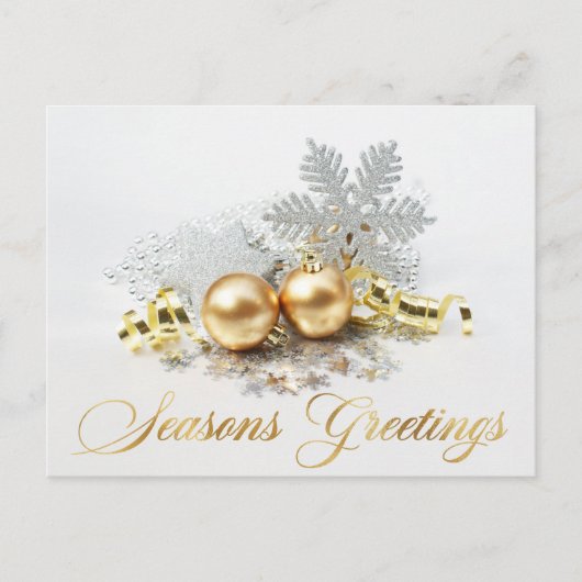 Gulden kerstbal Balls Ornament Corporate Greeting Briefkaart (Voorkant)