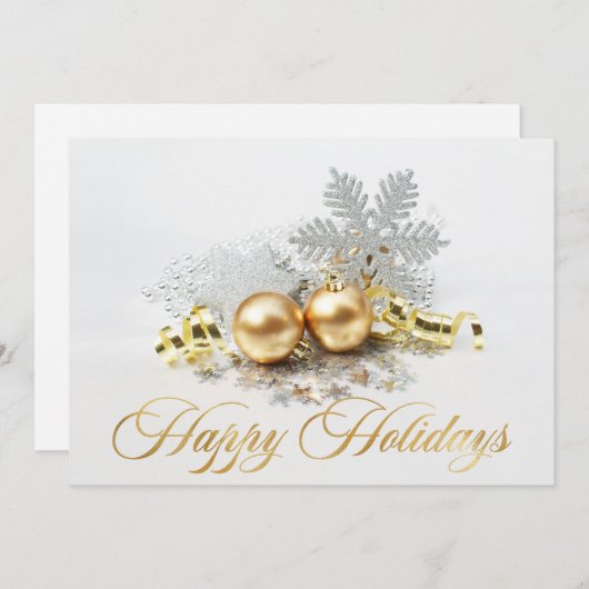 Gulden kerstbal Balls Ornament Corporate Greeting Feestdagenkaart (Voorkant / Achterkant)