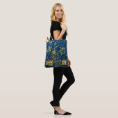 Gulden kerstboom en Cadeaus Blauwe faux Glitter Tote Bag (Op model)