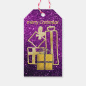 Gulden kerstcadeautjes Paarse faux Glitter Cadeaulabel (Voorkant)