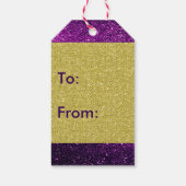 Gulden kerstcadeautjes Paarse faux Glitter Cadeaulabel (Achterkant)