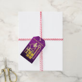 Gulden kerstcadeautjes Paarse faux Glitter Cadeaulabel (Met Touw)