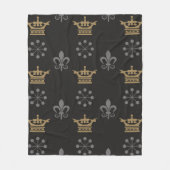 Gulden kronen op zwart behangselpapier, naadloos p fleece deken (Voorkant)