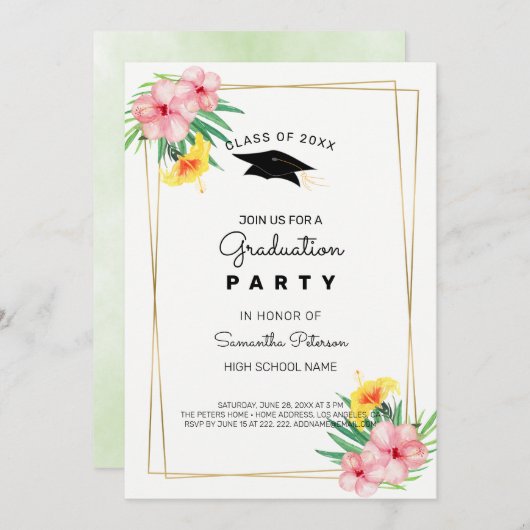 Gulden Lijst en bloemen Kaart (Voorkant / Achterkant)