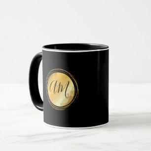 Gulden metalen lijst, aangepaste monogram letters mok