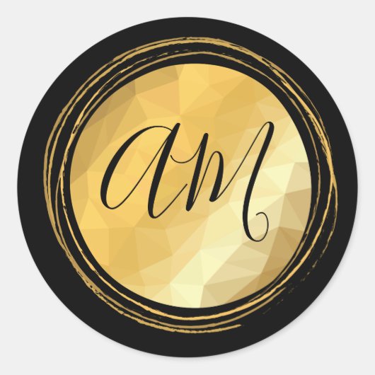 Gulden metalen lijst, aangepaste monogram letters ronde sticker (Voorkant)