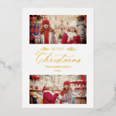 Gulden minimalistische kerstkerst folie feestdagenkaart (Voorkant)