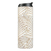 Gulden palmbladeren naadloos op witte achtergrond thermosbeker (Gedraaid links)